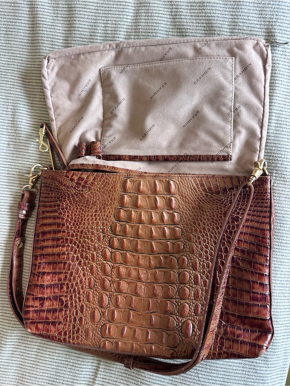 Brahmin Leather Crossbody Shoulder Bag in Pecan Melbourne - Picture 13 of 16